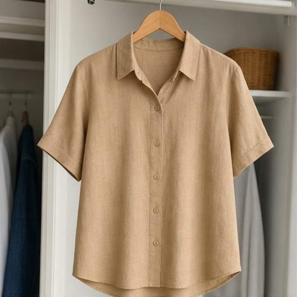 Camel Pleated Blouse